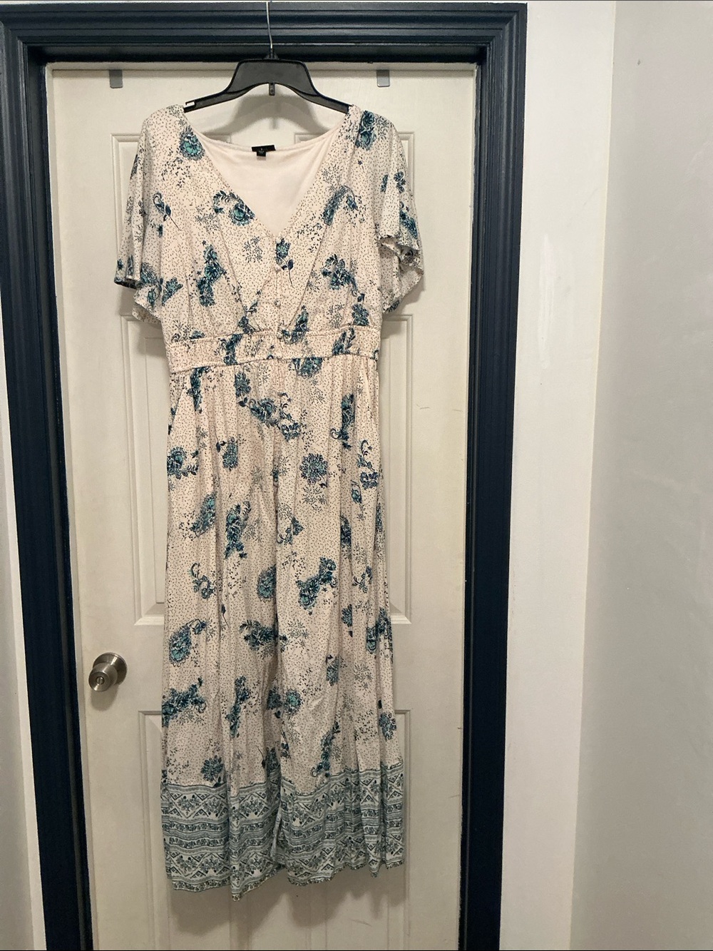 torrid Cream Dress with Blue Floral Print